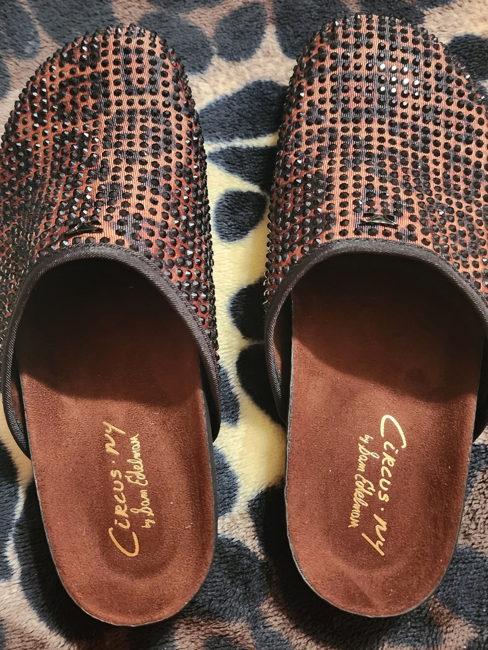 Circus by Sam Edelman Bronze and Black Crystal Mule Slides